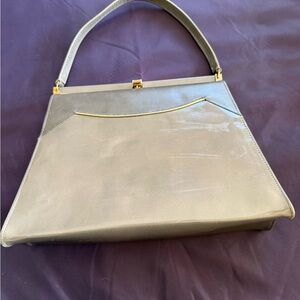 Naturalizer‎ 60’s Gray Shoulder Bag With Gold Accents